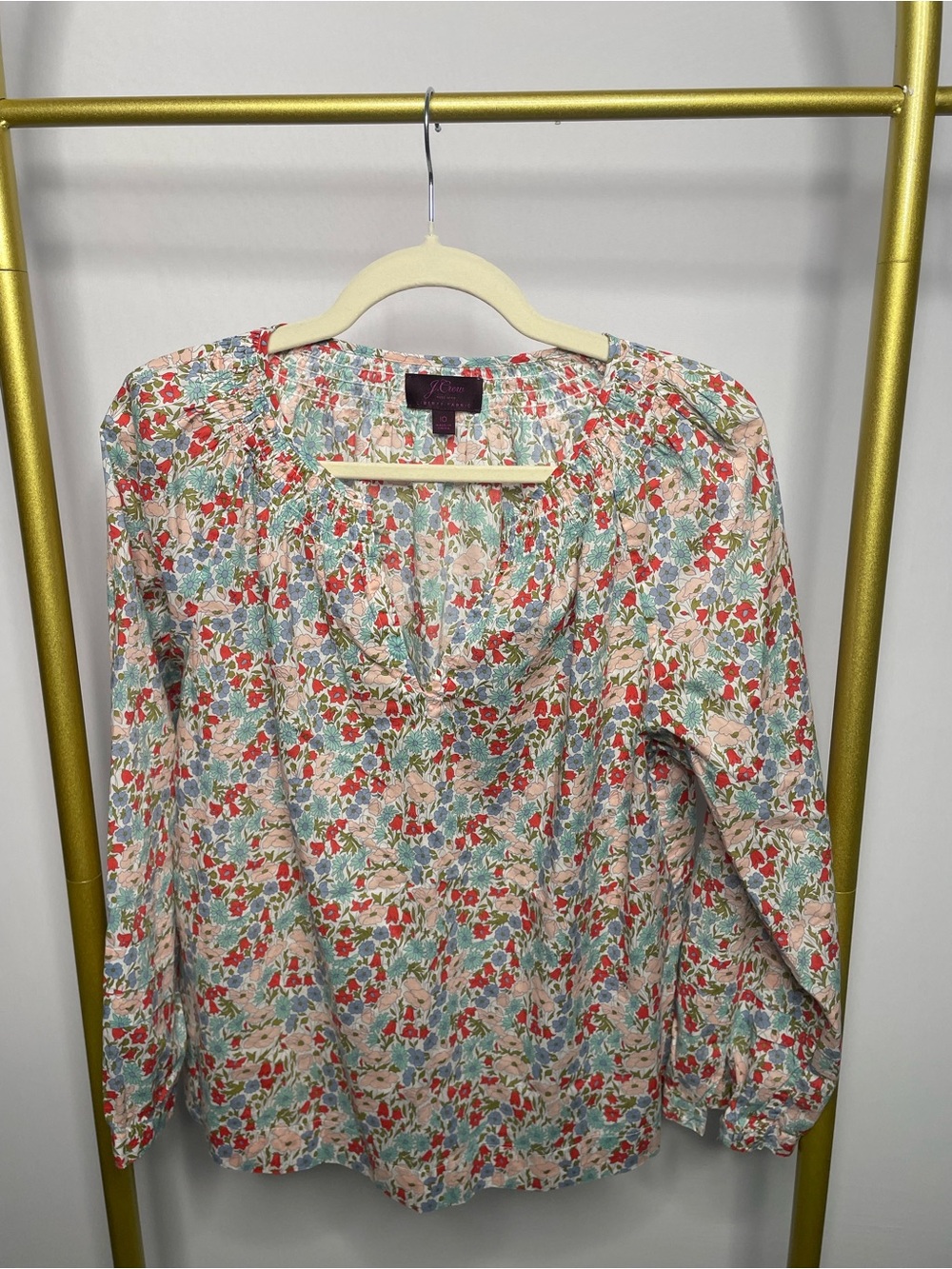 J Crew Floral Poplin Blouse